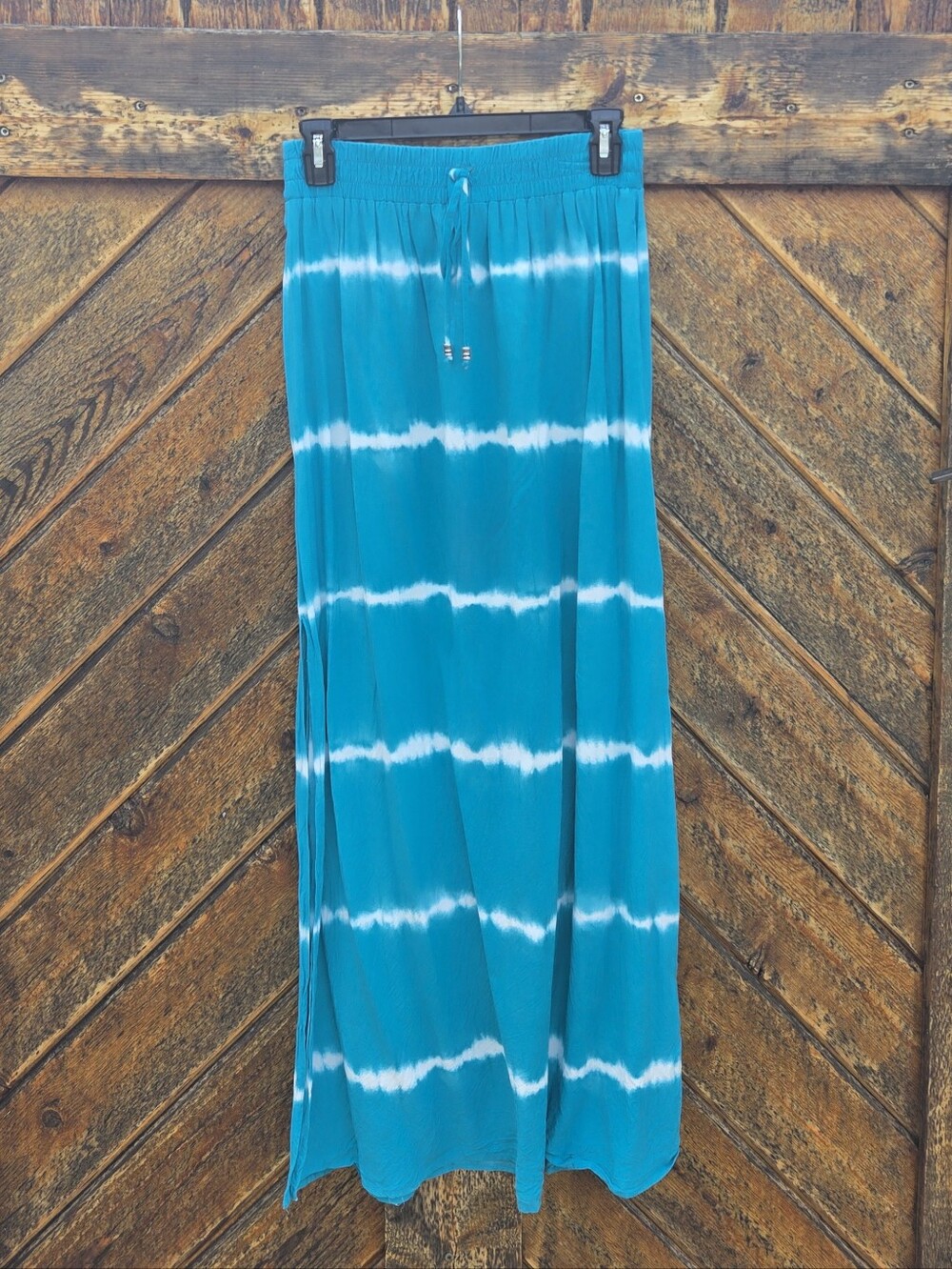 A. Byer Turquoise & White Stripe Maxi Skirt
